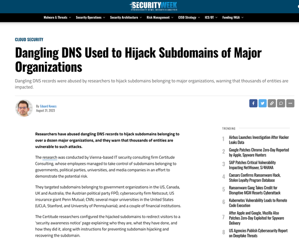 Securityweek Dangling Dns